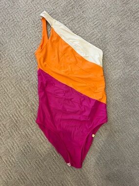 Summersalt The Sidestroke One-Shoulder Swim Suit - Pink/Orange LONG